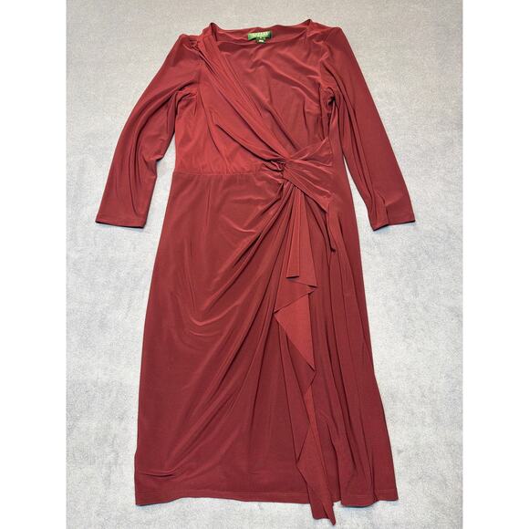 Lauren Ralph Lauren Dresses & Skirts - Lauren Ralph Lauren Women's Maroon 3/4 Sleeve Twist Front Jersey Dress Size 12